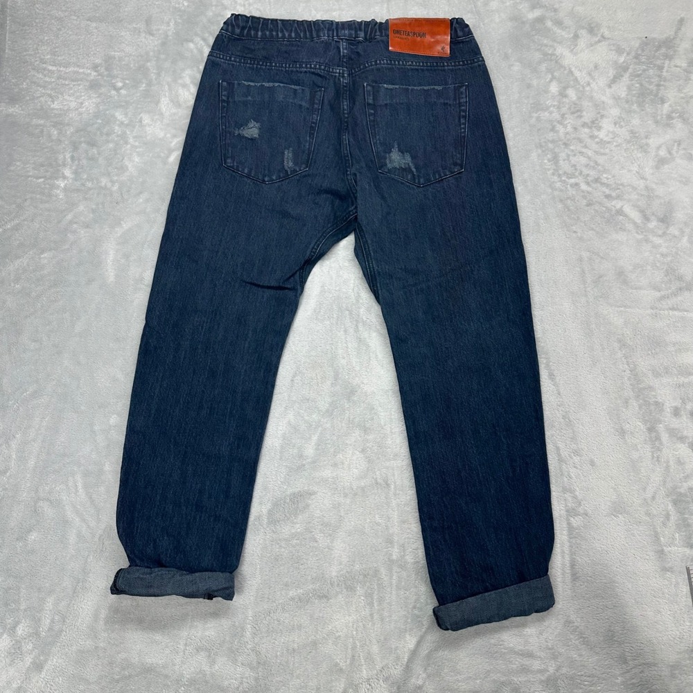 OneTeaspoon Womens Distressed Denim Joggers Dark Wash Recycled Cotton Small - Picture 6 of 6